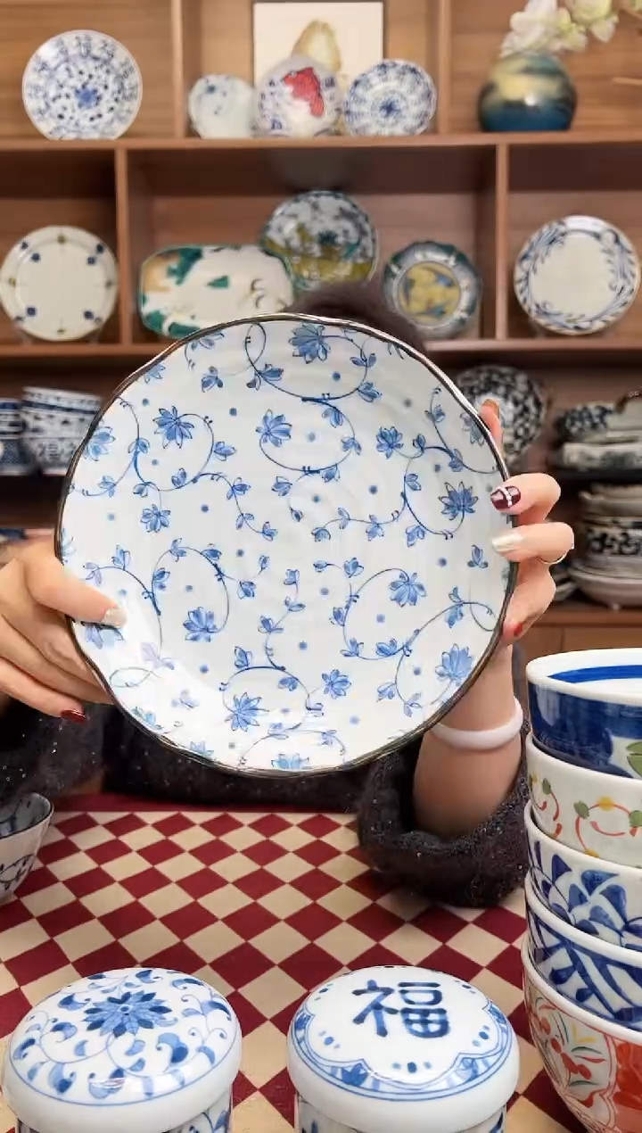 【闪购商品】瓷片蔓唐草22cm深盘      