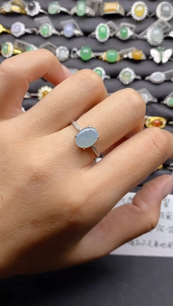 【闪购商品】翡翠戒指银S925镶嵌 S925银镶嵌翡翠戒指