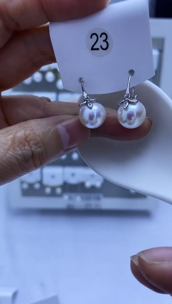 银S925镶嵌耳饰淡水珍珠23