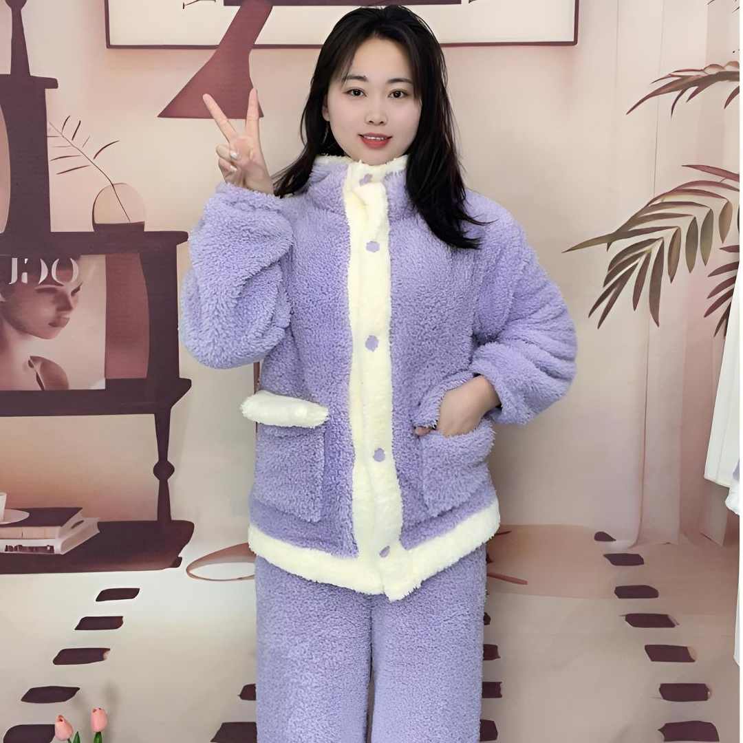 【珊瑚绒】睡衣2025新款冬季加绒家居服套装连帽长款睡衣保暖可外穿