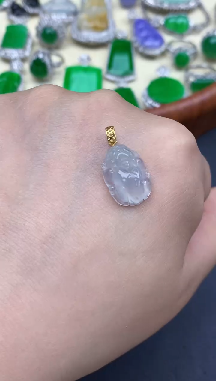 颈饰18K金镶嵌翡翠23-中国好珍宝