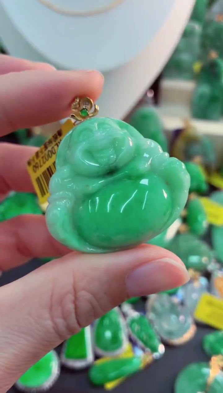 吊坠(不含链)18K金镶嵌翡翠天然缅甸翡翠A货