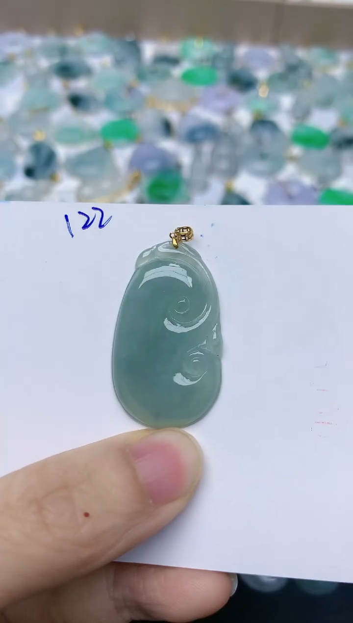 【闪购商品】翡翠颈饰18K金镶嵌天然翡翠A货    122