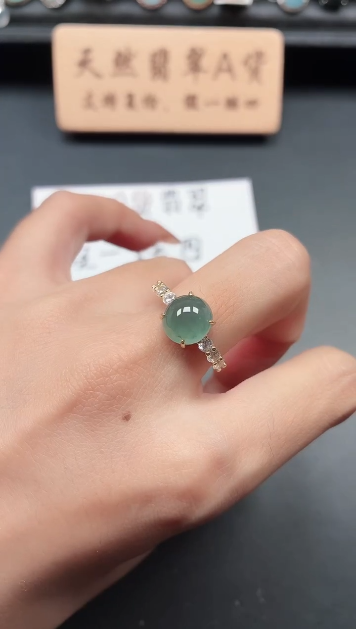 银S925镶嵌戒指翡翠1