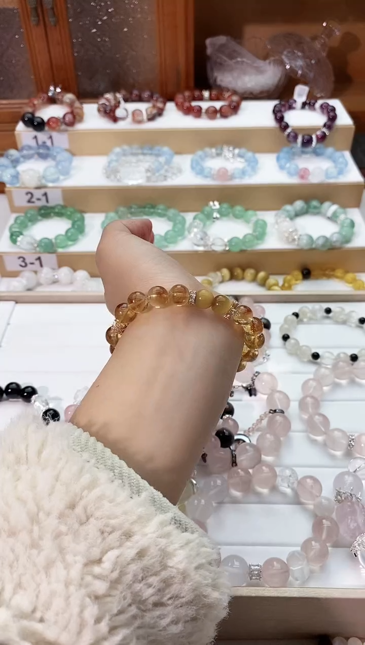 【闪购商品】水晶手串未镶嵌黄塔晶搭金虎眼手串