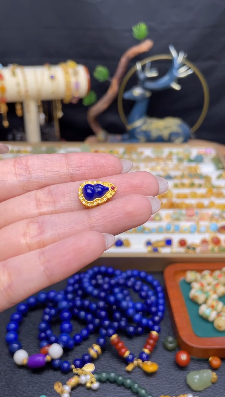【闪购商品】青金石青金石葫芦银S925镶嵌B545青金石葫芦
