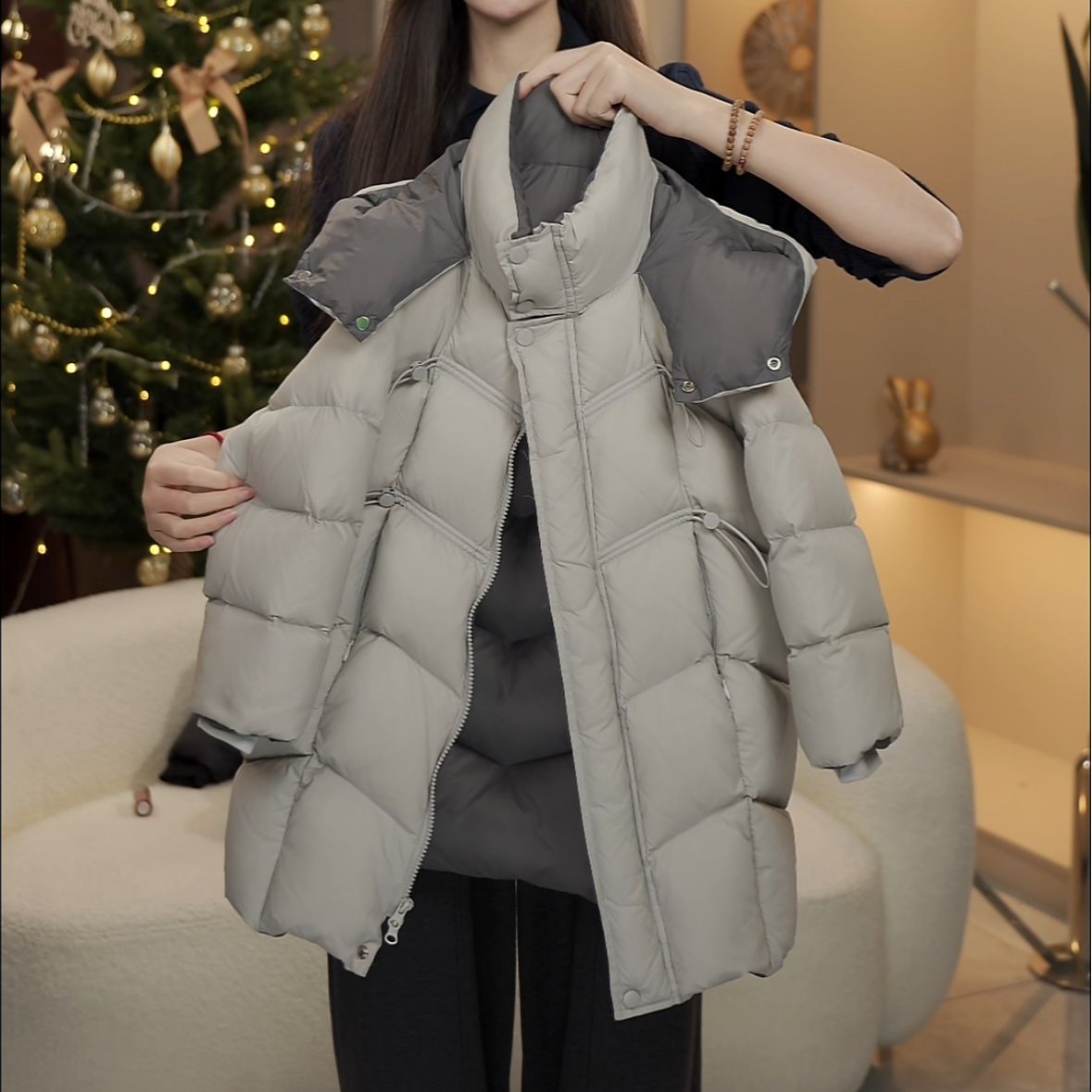 【现货】2025加长款保暖韩版连帽男女童新国标白鸭绒羽绒服