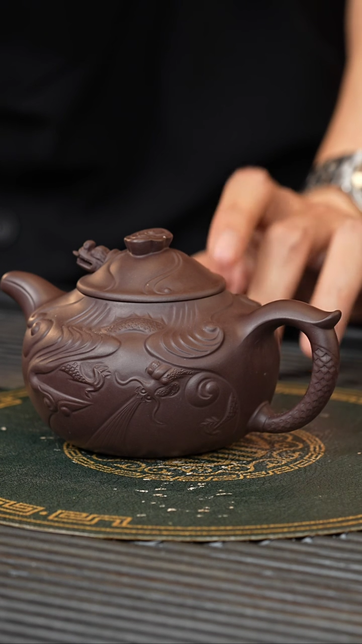 【闪购商品】紫砂茶壶YJB 黑墩头 云龙 280cc