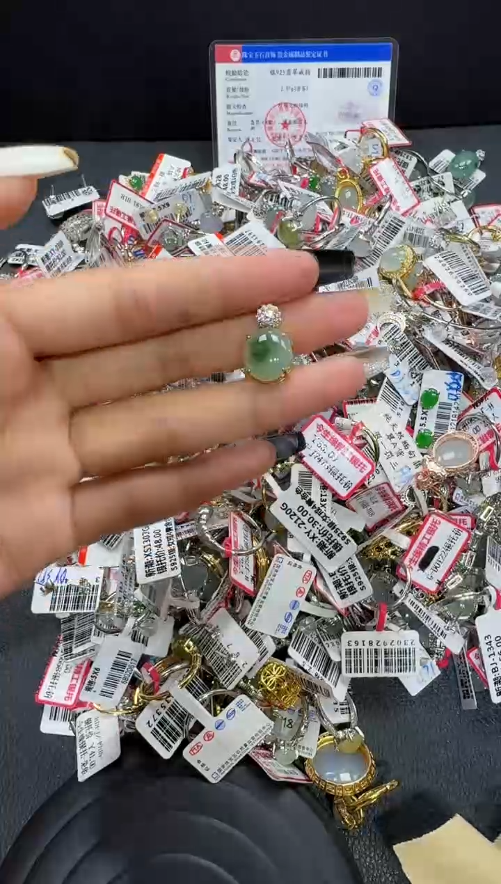 翡翠戒指银S925镶嵌戒指12