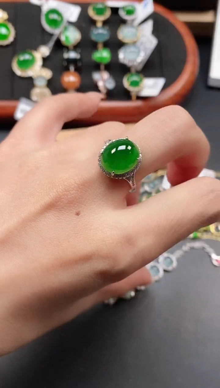 银S925镶嵌戒指翡翠111