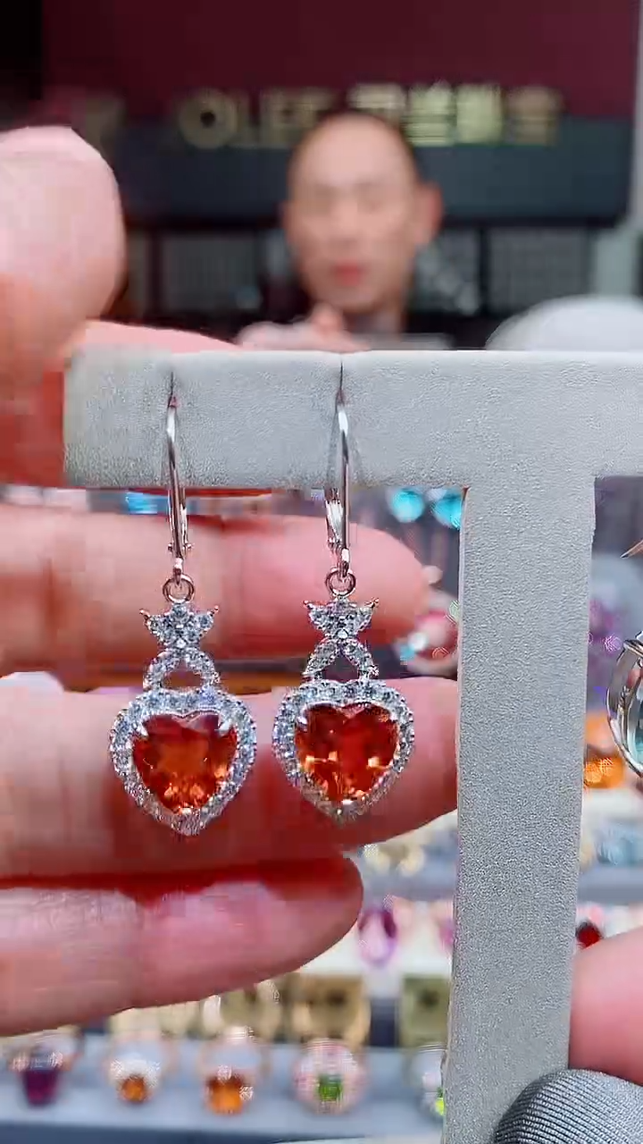 银S925镶嵌耳饰黄晶黄晶耳钉