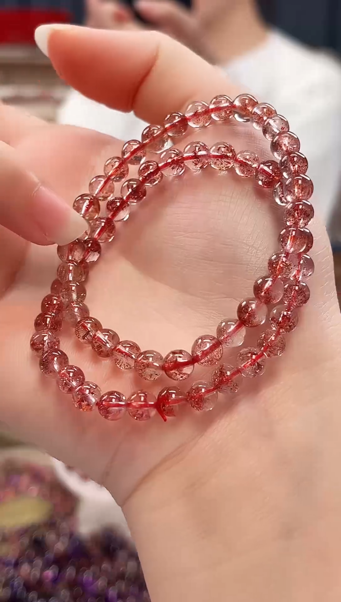未镶嵌手串水晶金草莓超七单圈手串5mm【多样性发一】