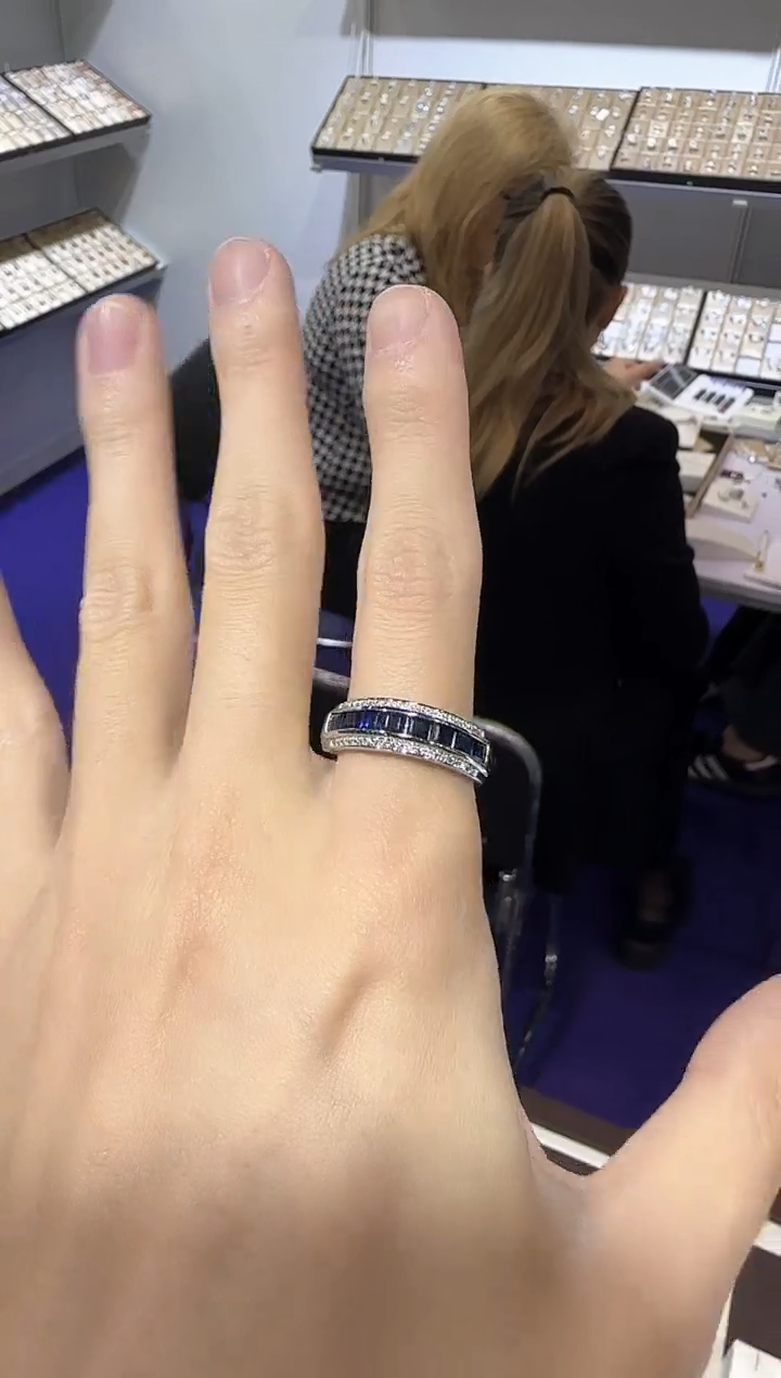 【闪购商品】蓝宝石戒指银S925镶嵌排戒