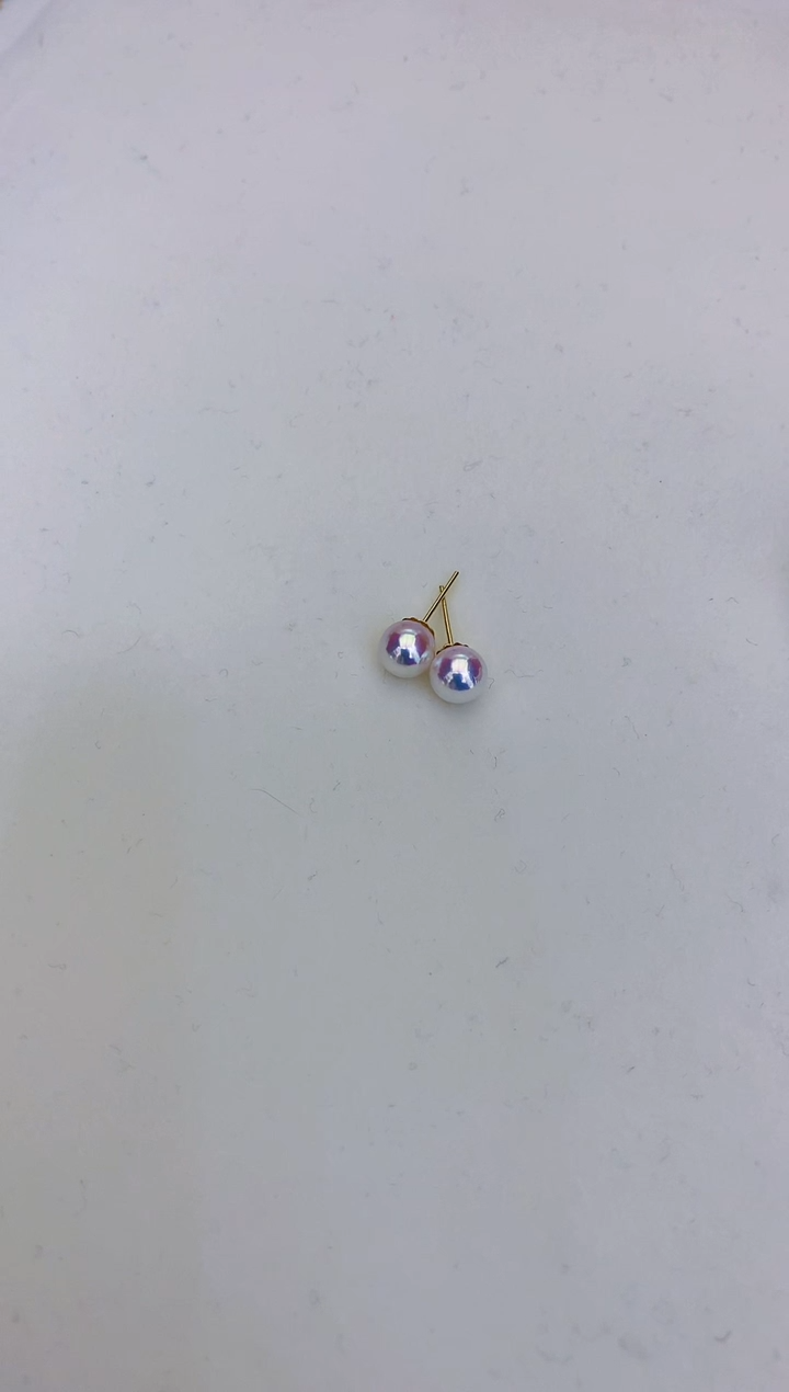 18K金镶嵌海水珍珠饰品5-6素钉定制