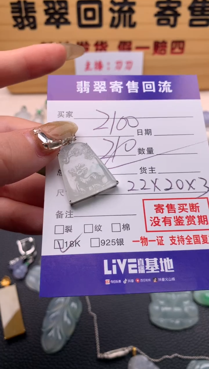 【闪购商品】翡翠颈饰18K金镶嵌21009736