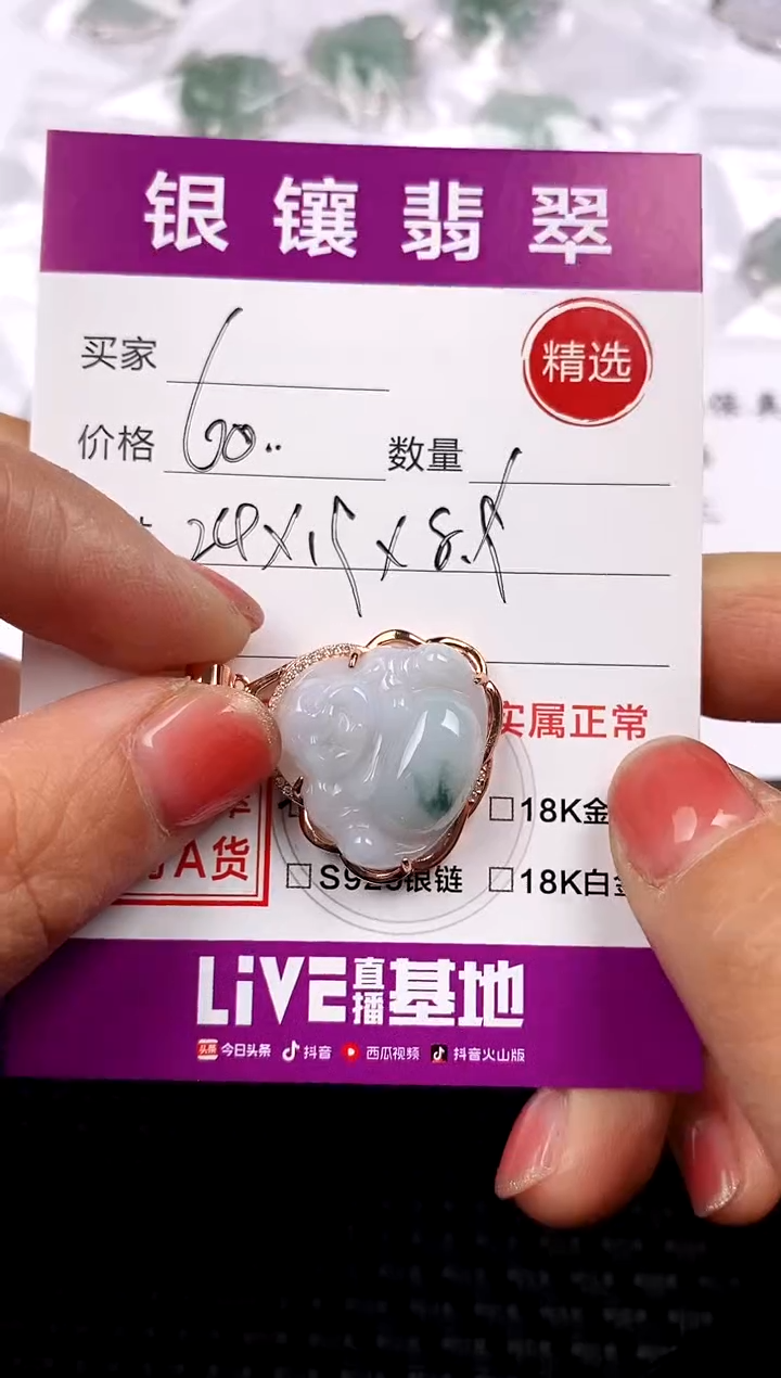 【闪购商品】翡翠颈饰银S925镶嵌吊坠