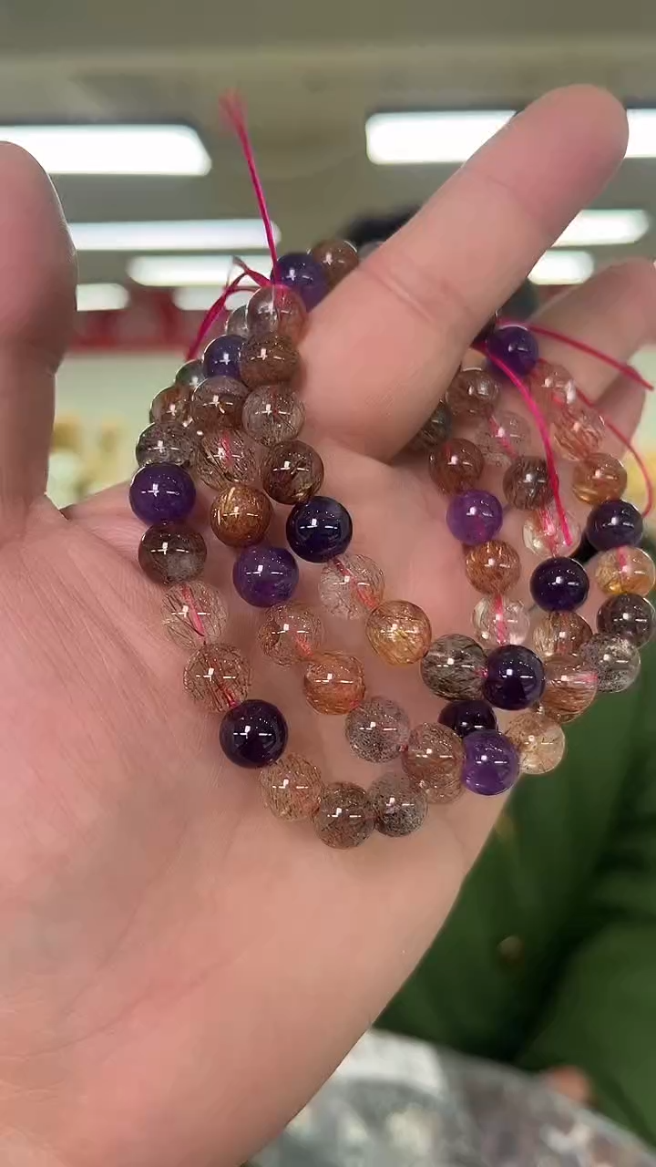 【闪购商品】发晶手链未镶嵌天然黑金彩超手串多样性发一8mm
