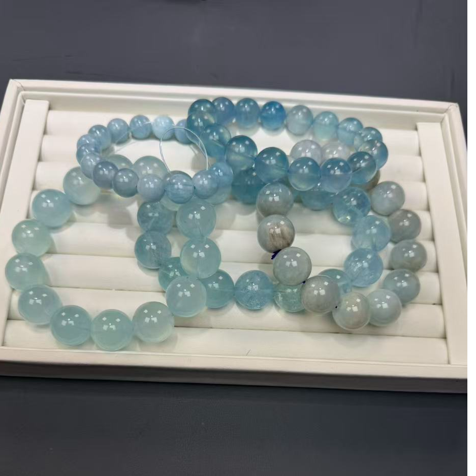 2号链接（ 海蓝宝专拍）手串手链圆珠随型默认微瑕 多样性发其一