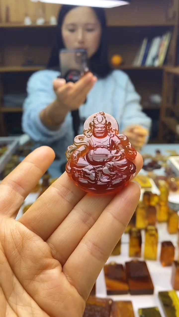 琥珀颈饰未镶嵌SN89-47（黄财神）