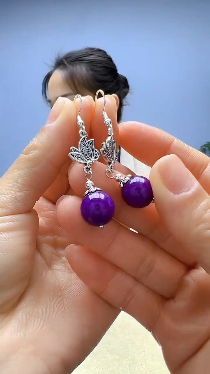 高货diy劲饰莲花圆珠耳钩