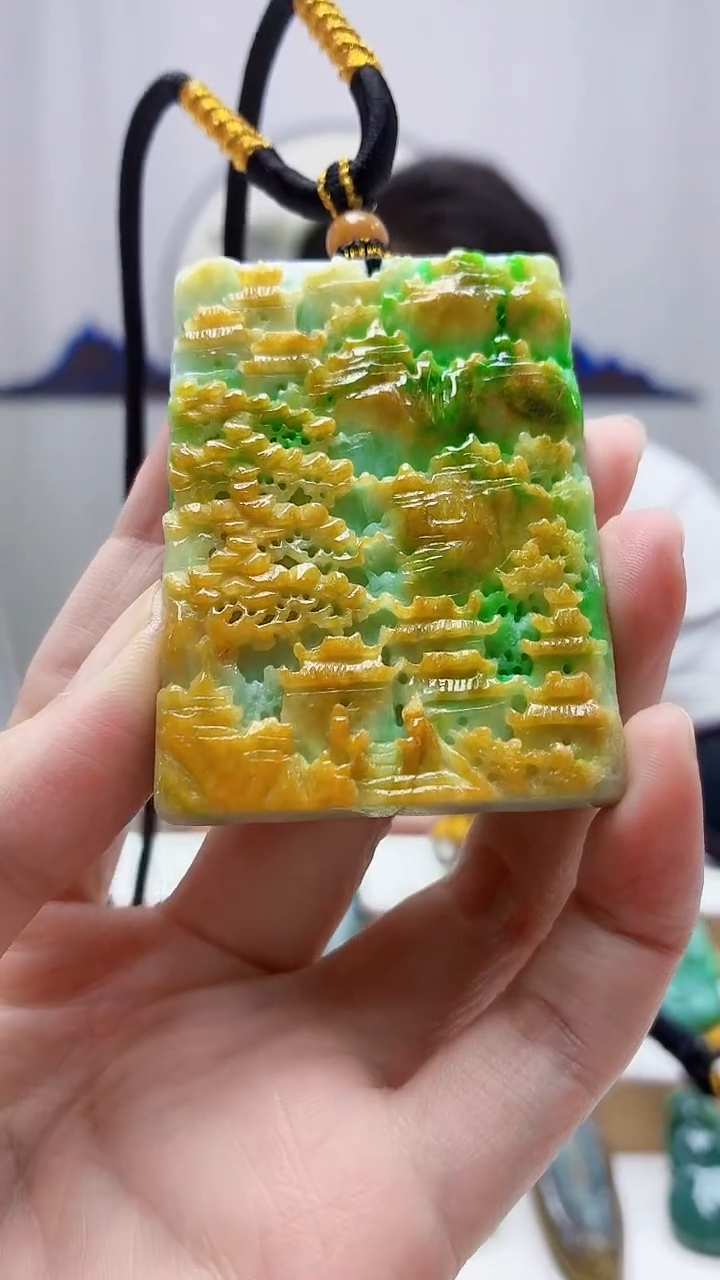 未镶嵌定制翡翠5060zm-毛货挂件101山水