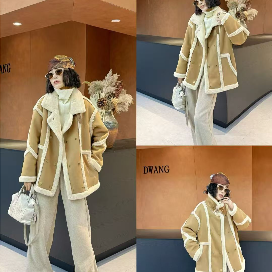 【柚柚】2025寒冬高定大码时尚藏肉显瘦皮毛一体大码外套