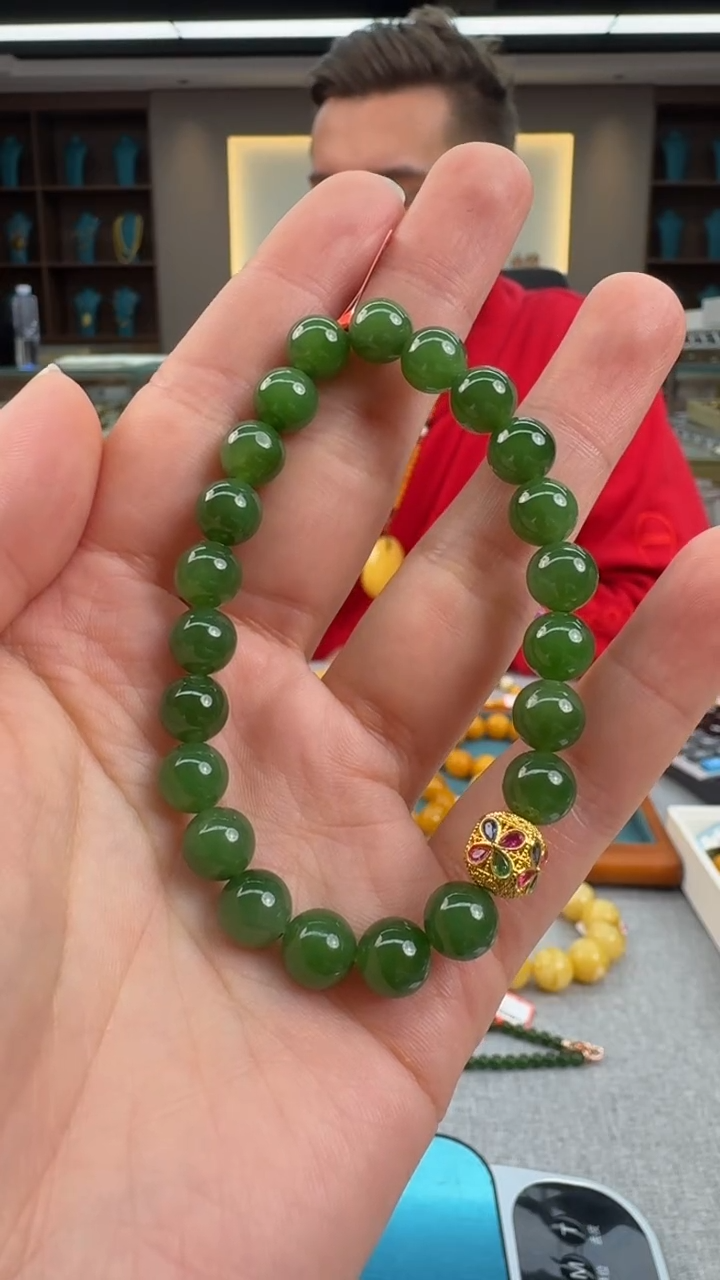 【闪购商品】和田玉（碧玉）手串未镶嵌秒拍号099