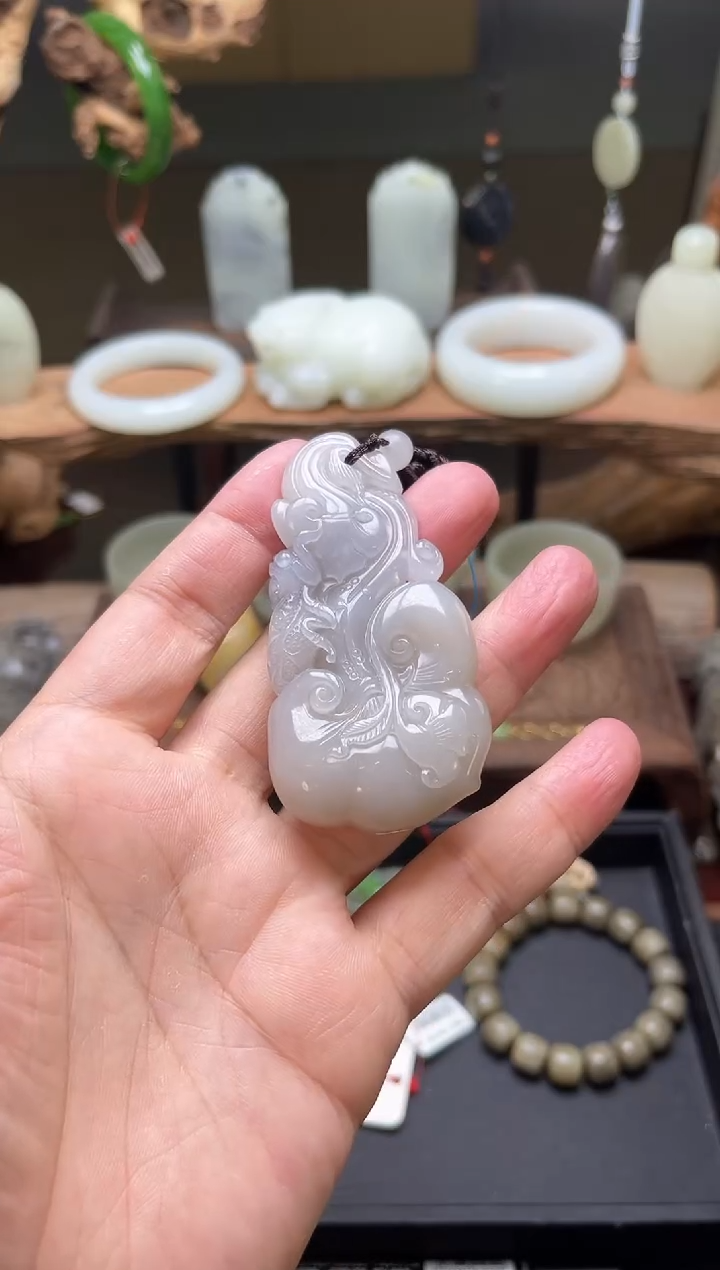 【闪购商品】和田玉手把未镶嵌青海烟紫 灵芝如意 9003054