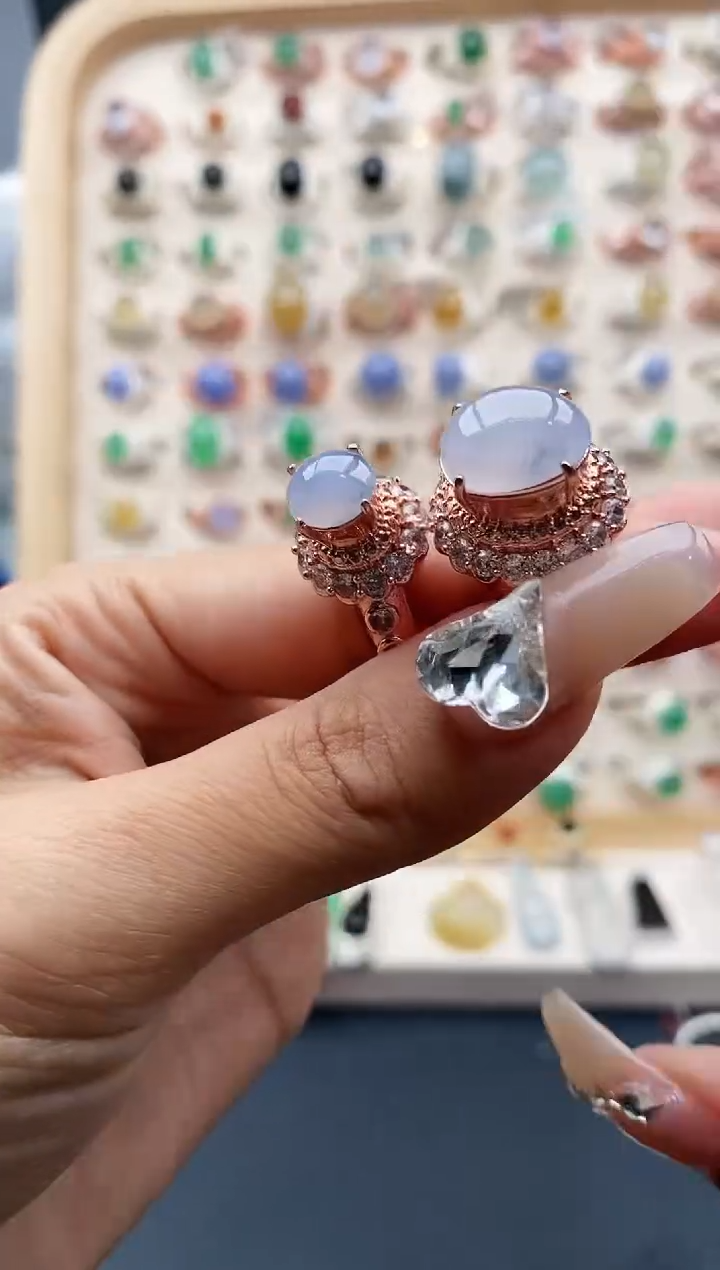【闪购商品】翡翠戒指未镶嵌缅甸天然A货翡翠444   7+4