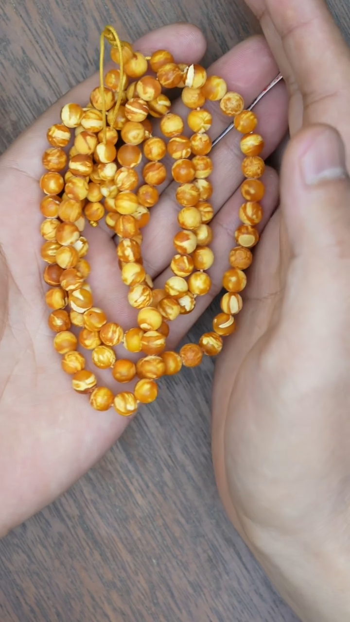 【闪购商品】琥珀裸石未镶嵌老花蜡圆珠橘皮108