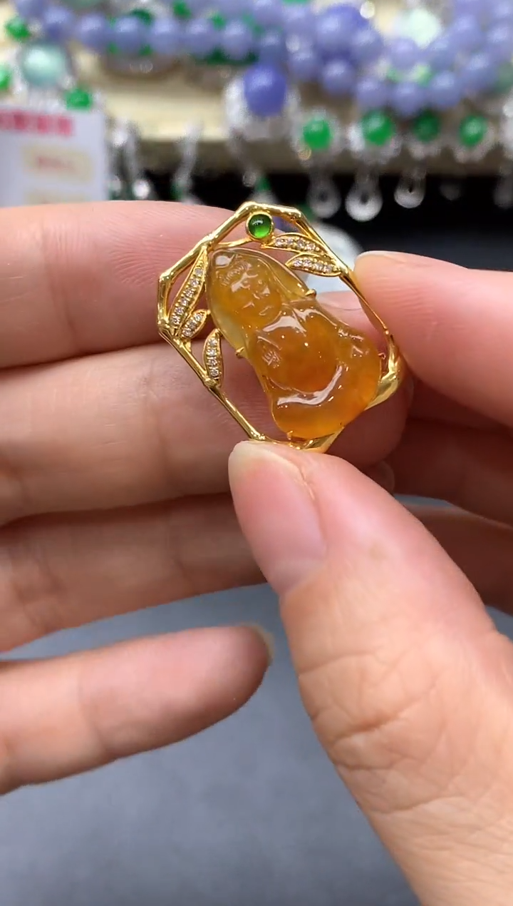 颈饰18K金镶嵌翡翠467-中国好珍宝