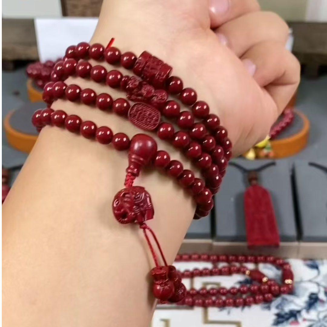 含辰砂工艺品6MM四圏朱砂手链