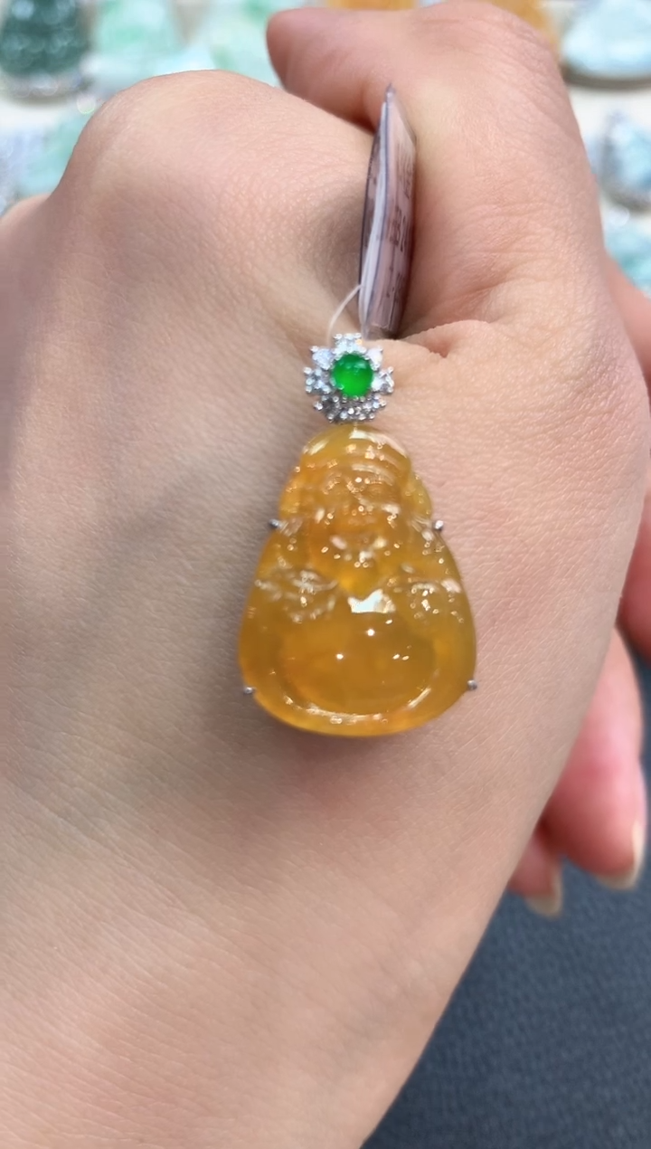 【闪购商品】翡翠吊坠(不含链)18K金镶嵌m11       