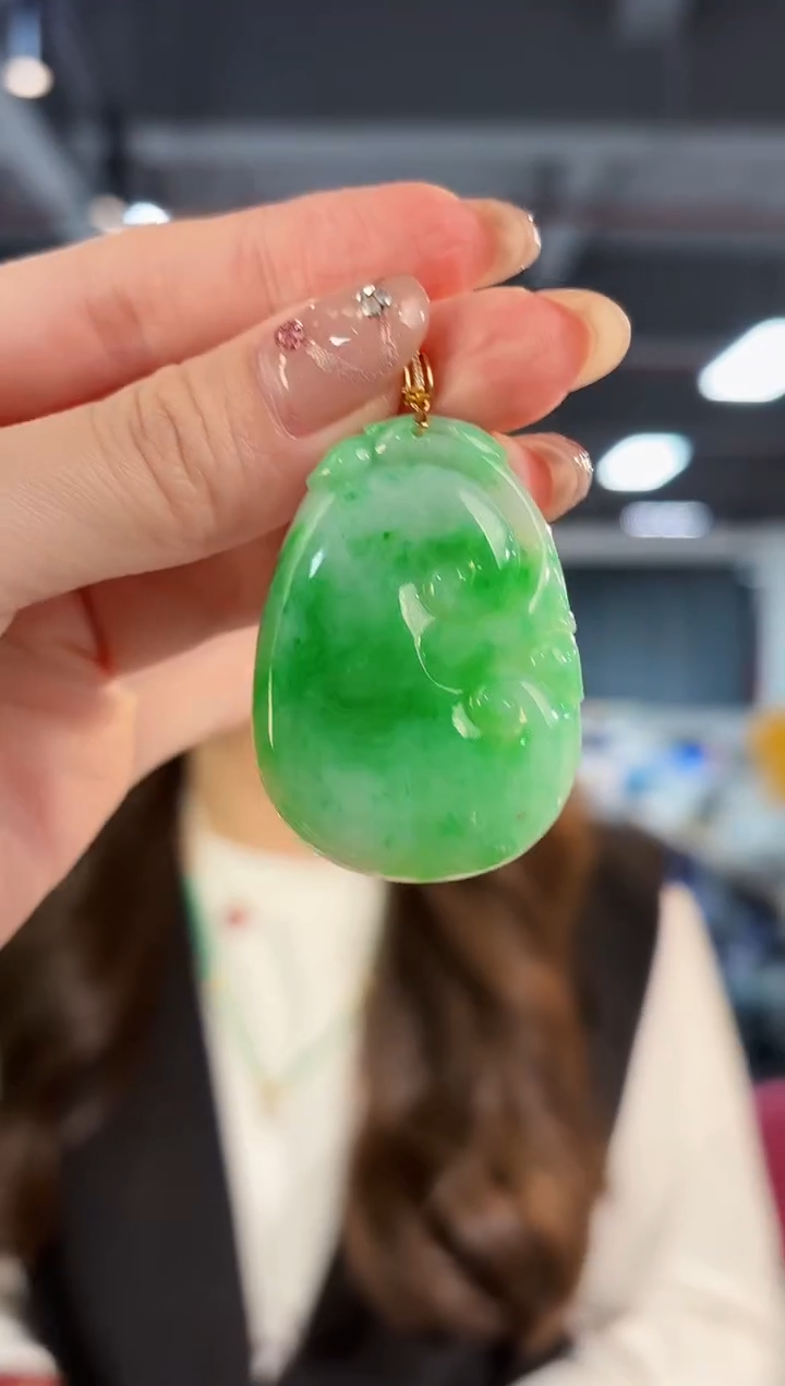 【闪购商品】翡翠颈饰18K金镶嵌缅料A货/支持复检/一件