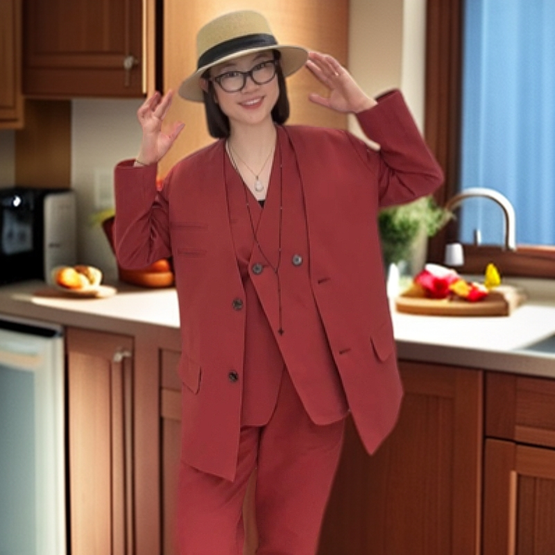 新思维韩版设计感大V领宽松休闲气质中长款西装外套女士上衣减龄