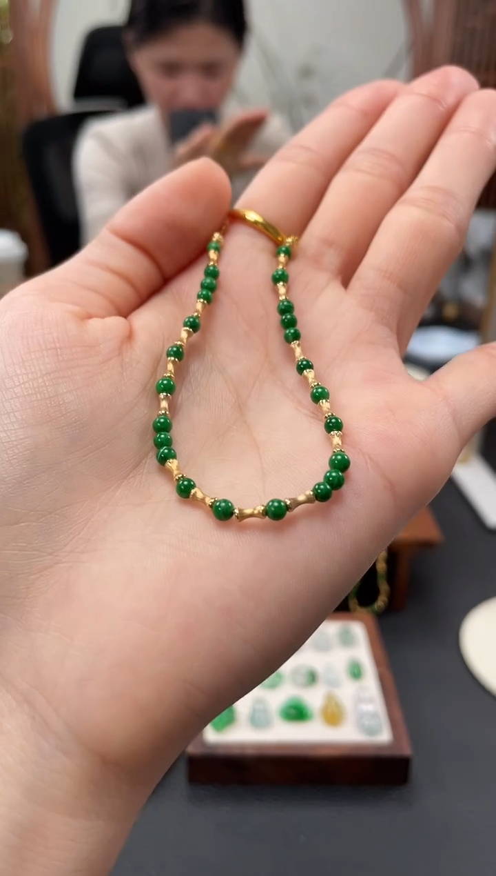 【闪购商品】翡翠套链18K金镶嵌一个  JK713