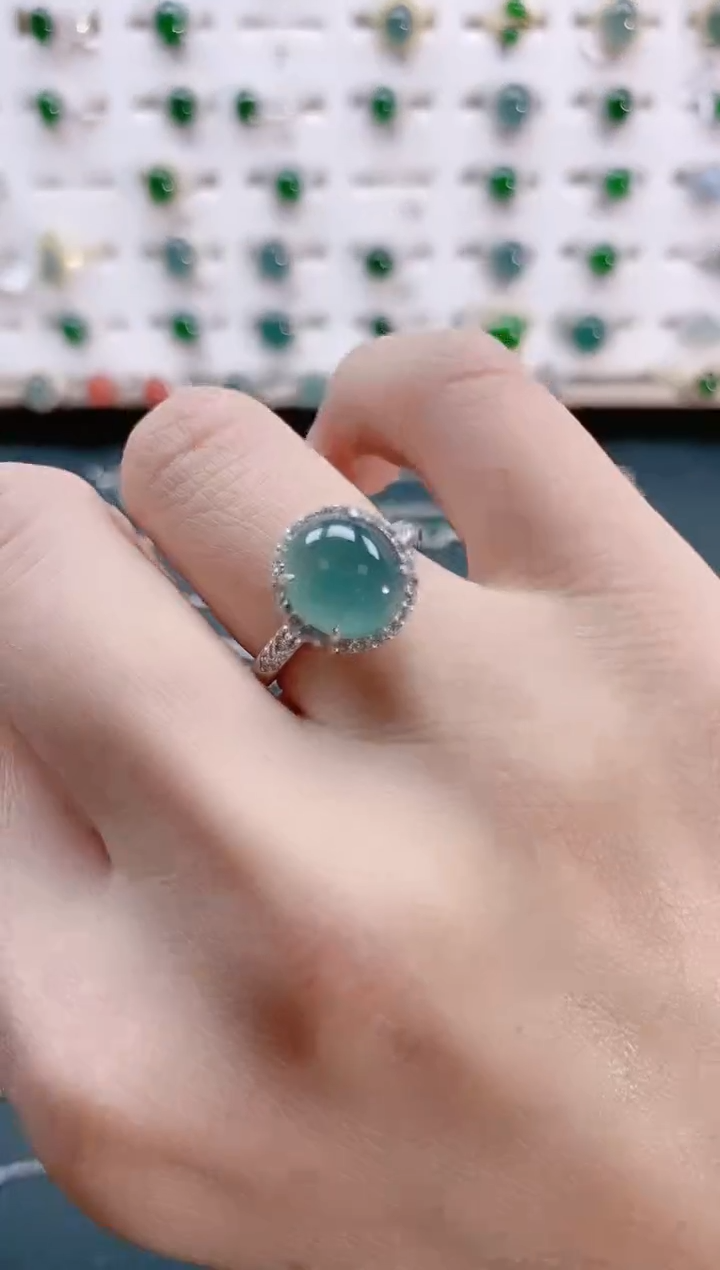 【闪购商品】翡翠戒指银S925镶嵌天然翡翠