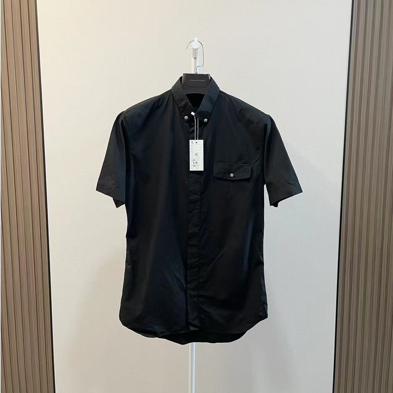 99新 DIOR/迪奥 /男士黑色口袋休闲短袖衬衫/尺码38