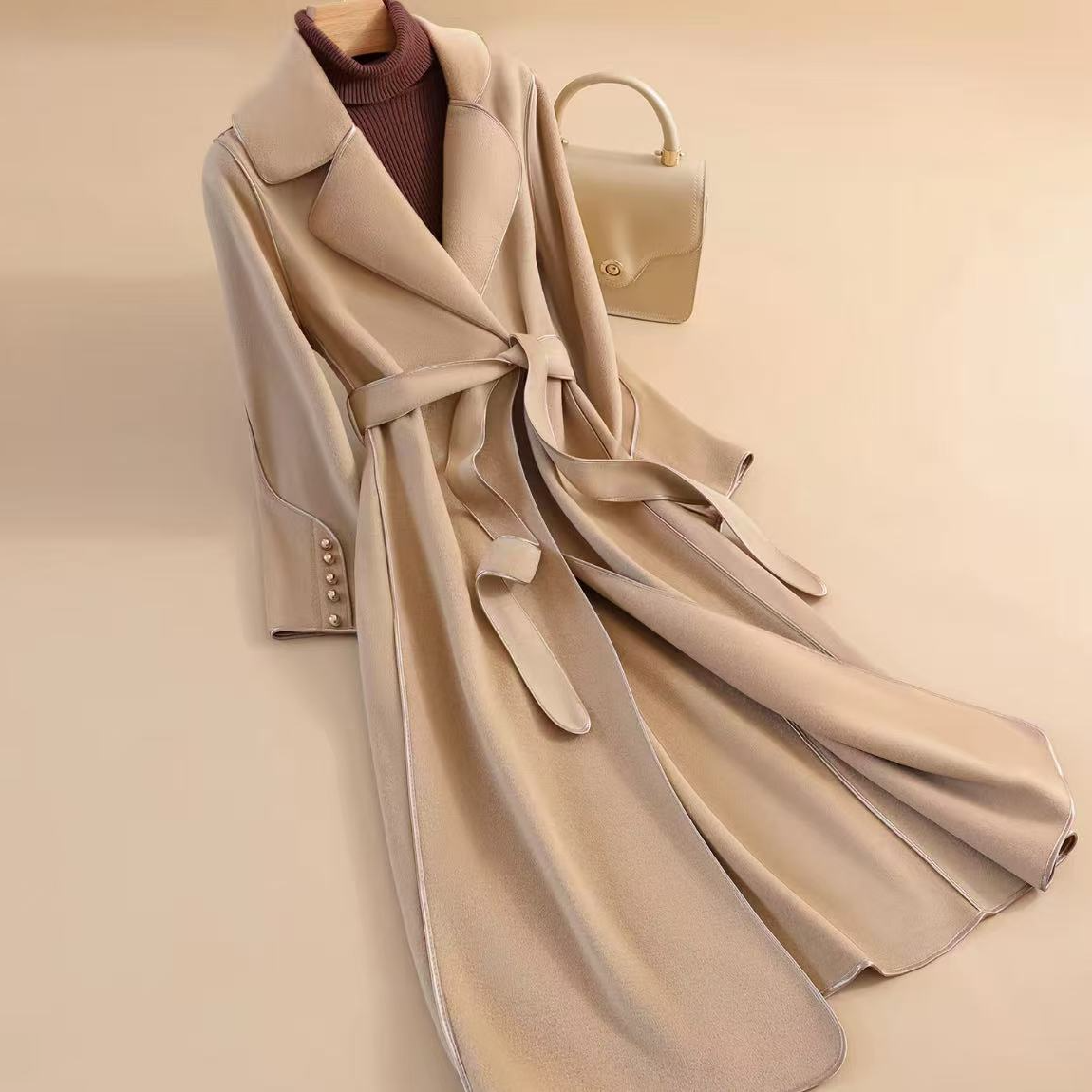 女毛呢外套女士过膝修身羊毛大衣呢大衣双面女装毛呢