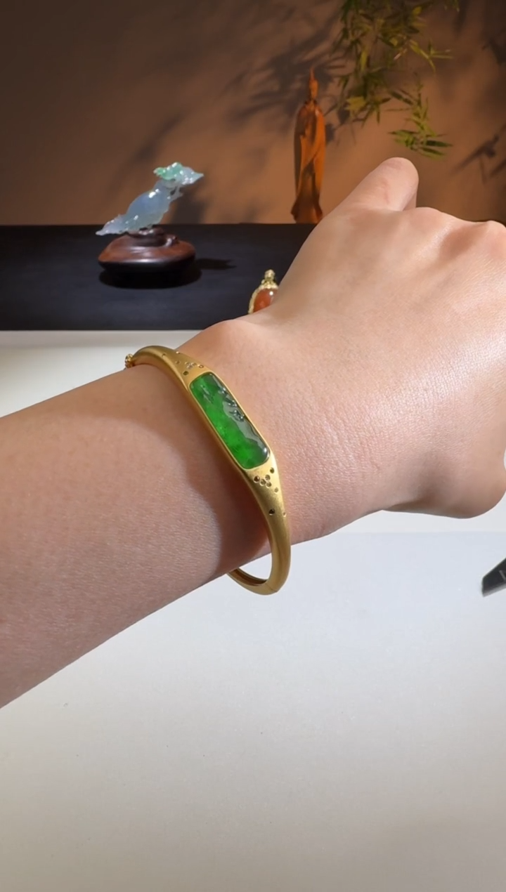 【闪购商品】翡翠手镯18K金镶嵌舒雅