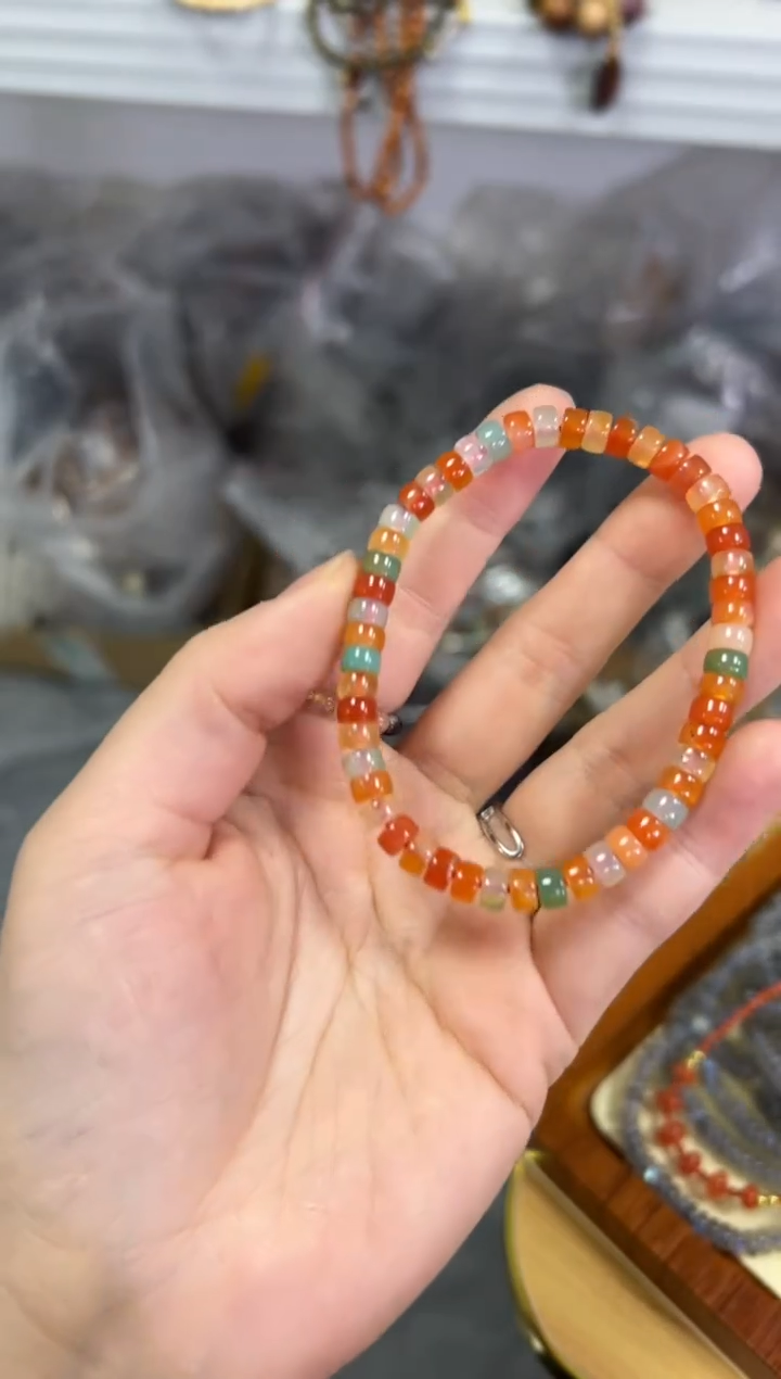 【闪购商品】玛瑙/玉髓手链未镶嵌彩色多宝玛瑙药片手链[3815]
