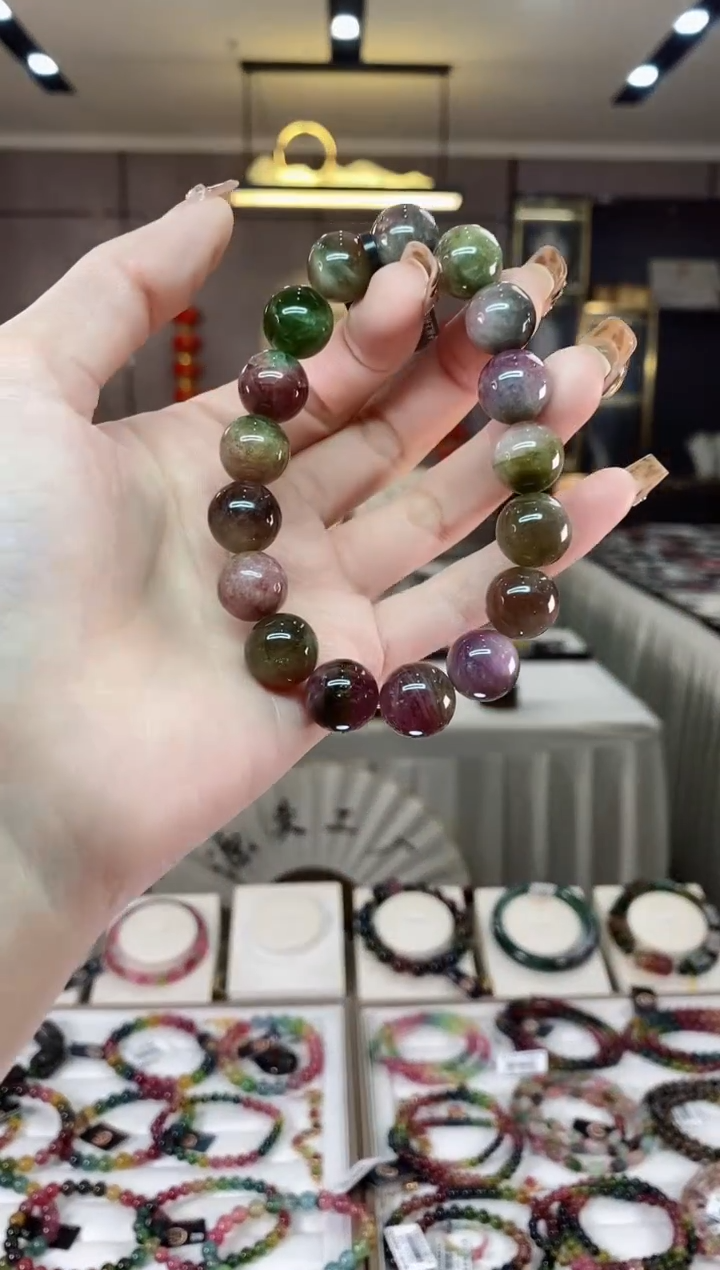 【闪购商品】碧玺西瓜单圈手串12mm+未镶嵌一物一证dan