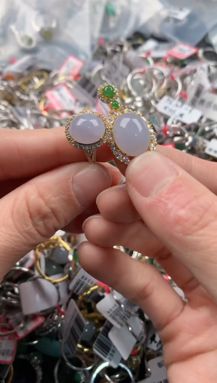 银S925镶嵌戒指翡翠222    2