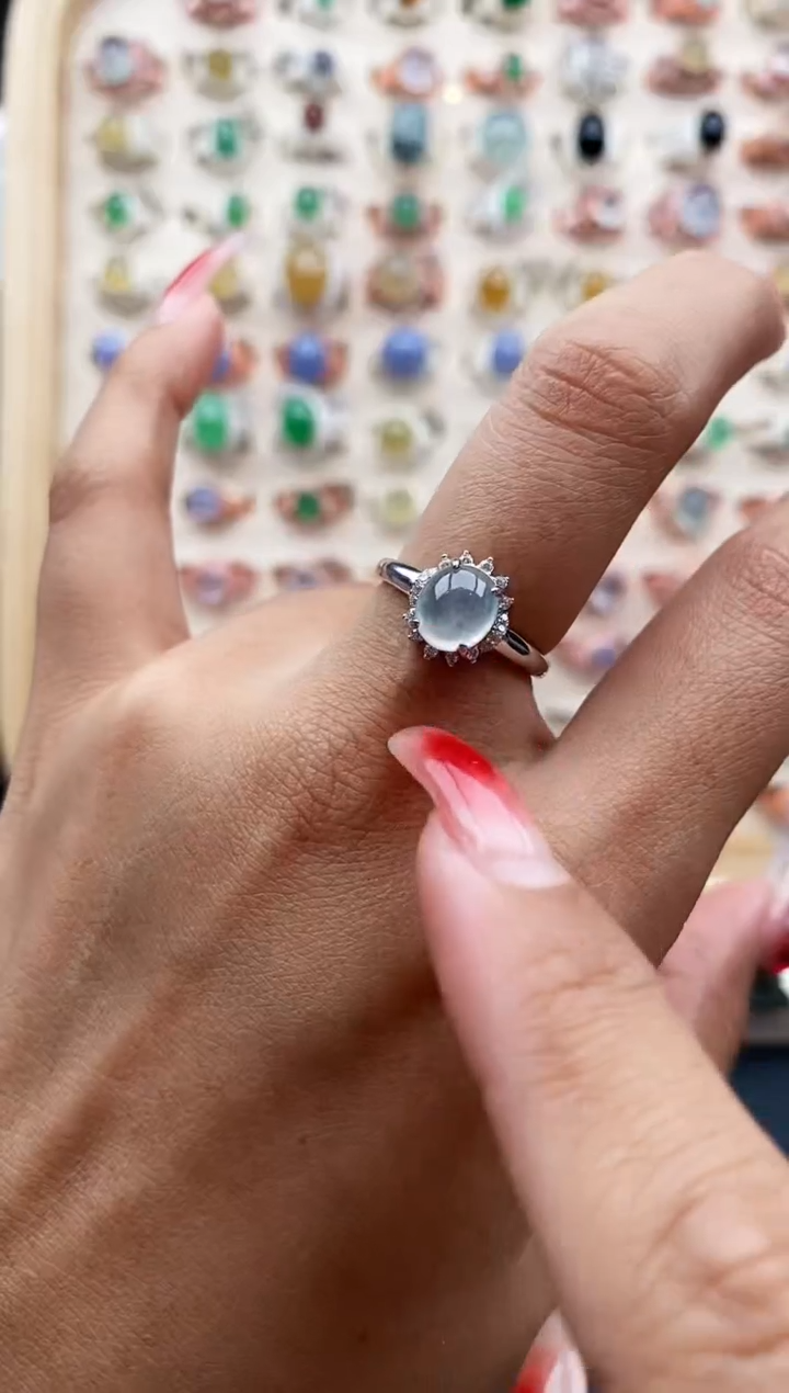 【闪购商品】翡翠戒指未镶嵌缅甸天然A货翡翠222 7+2