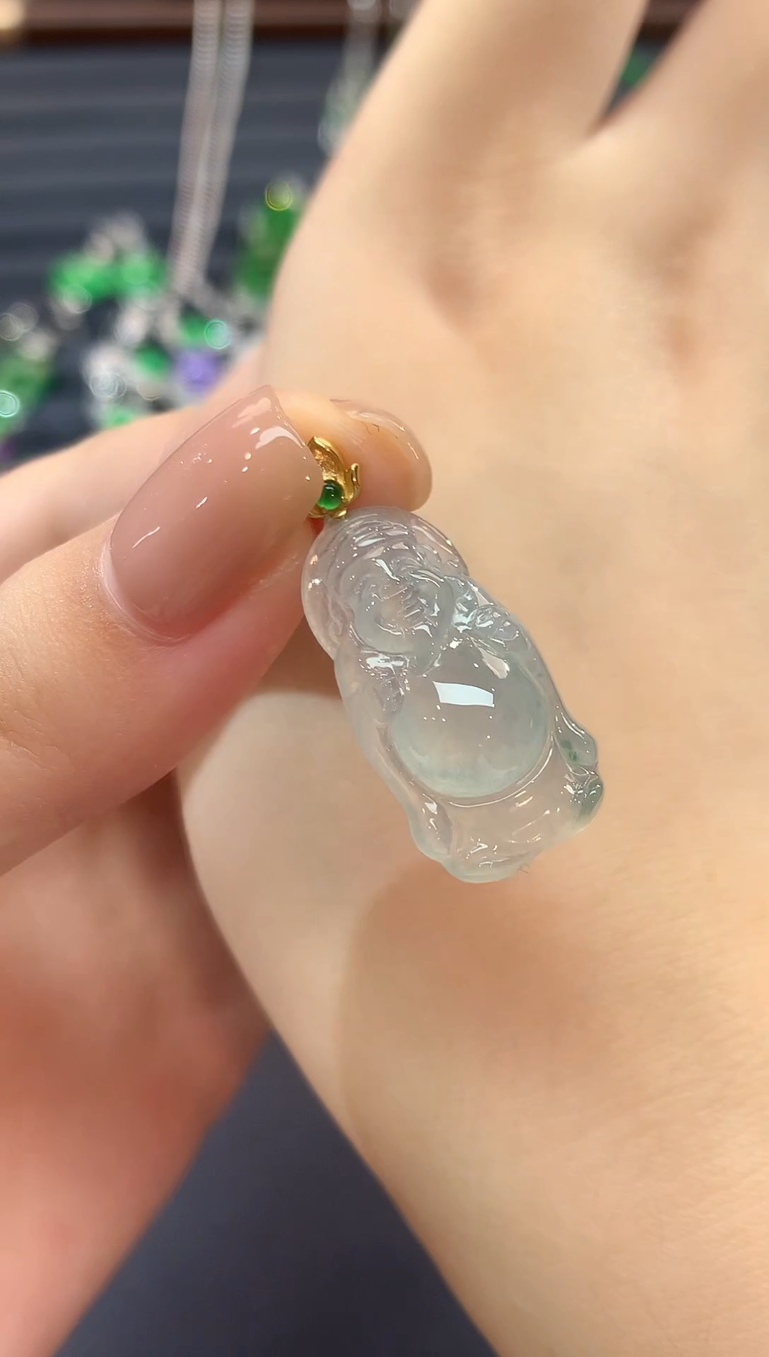 颈饰18K金镶嵌翡翠13-吊坠