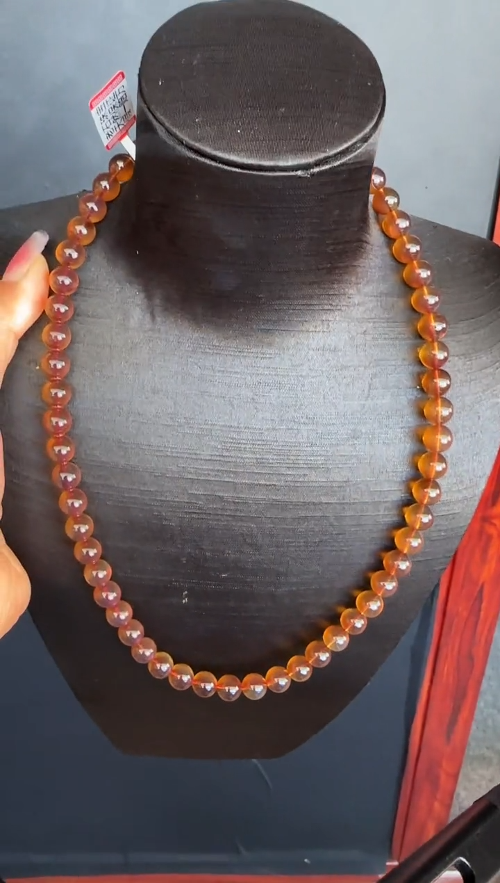 琥珀颈饰未镶嵌清**爱#21缅甸琥珀紫罗兰妈妈链9mm