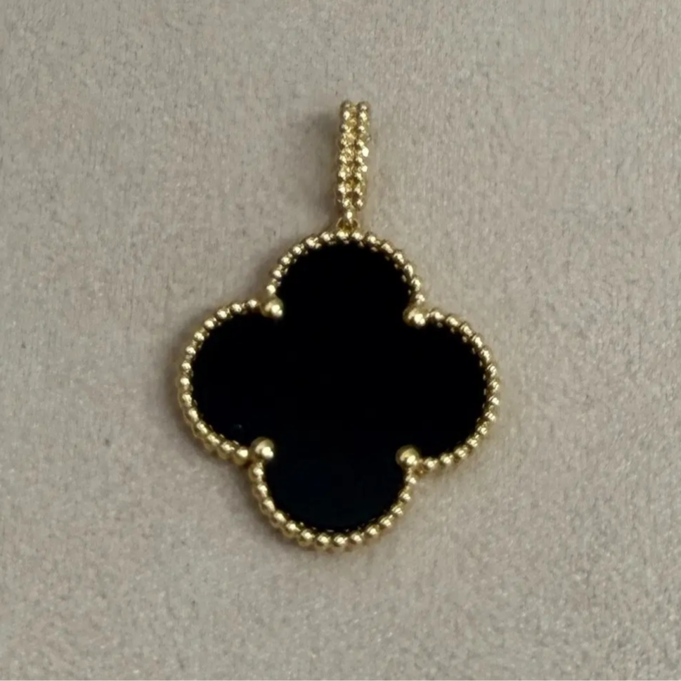 【佳佳专属】18K金26MM超重金黑玛瑙四叶草吊坠(不含链)