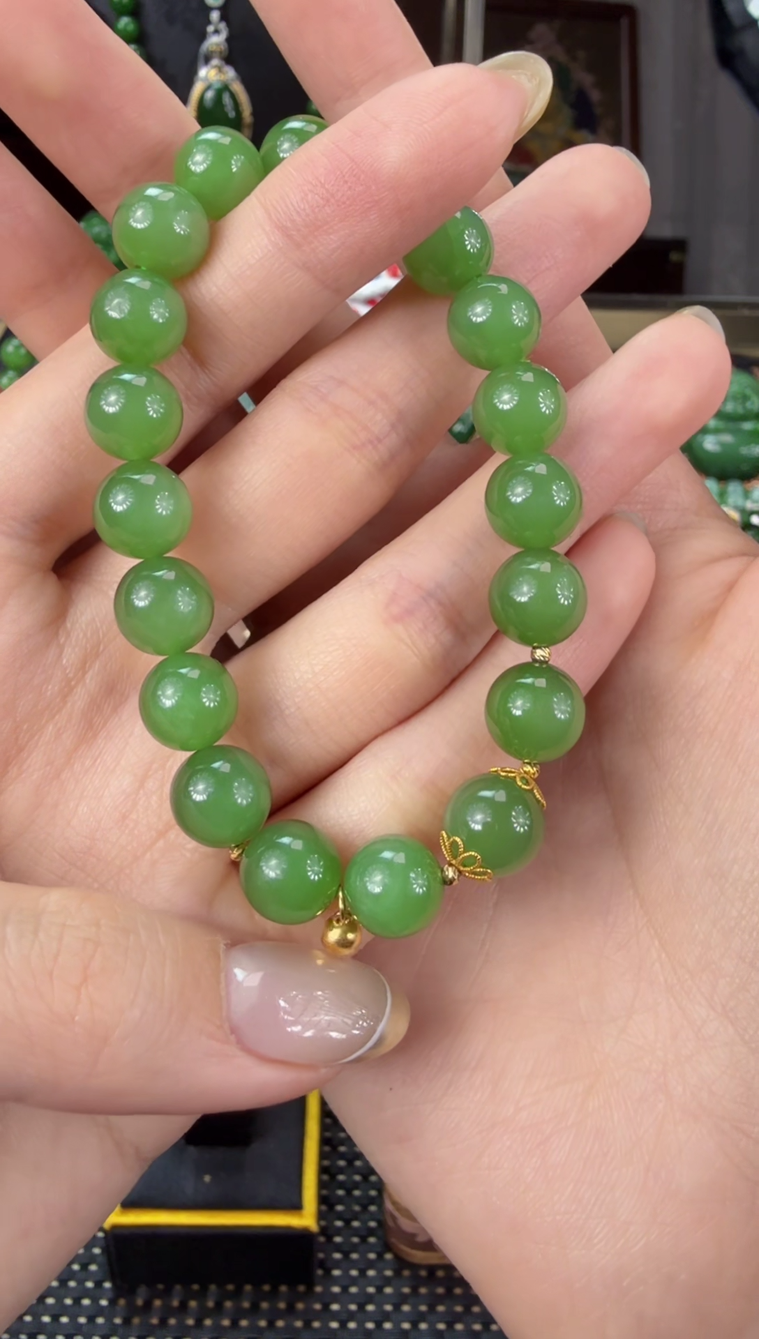 【闪购商品】和田玉（碧玉）手链18K金镶嵌