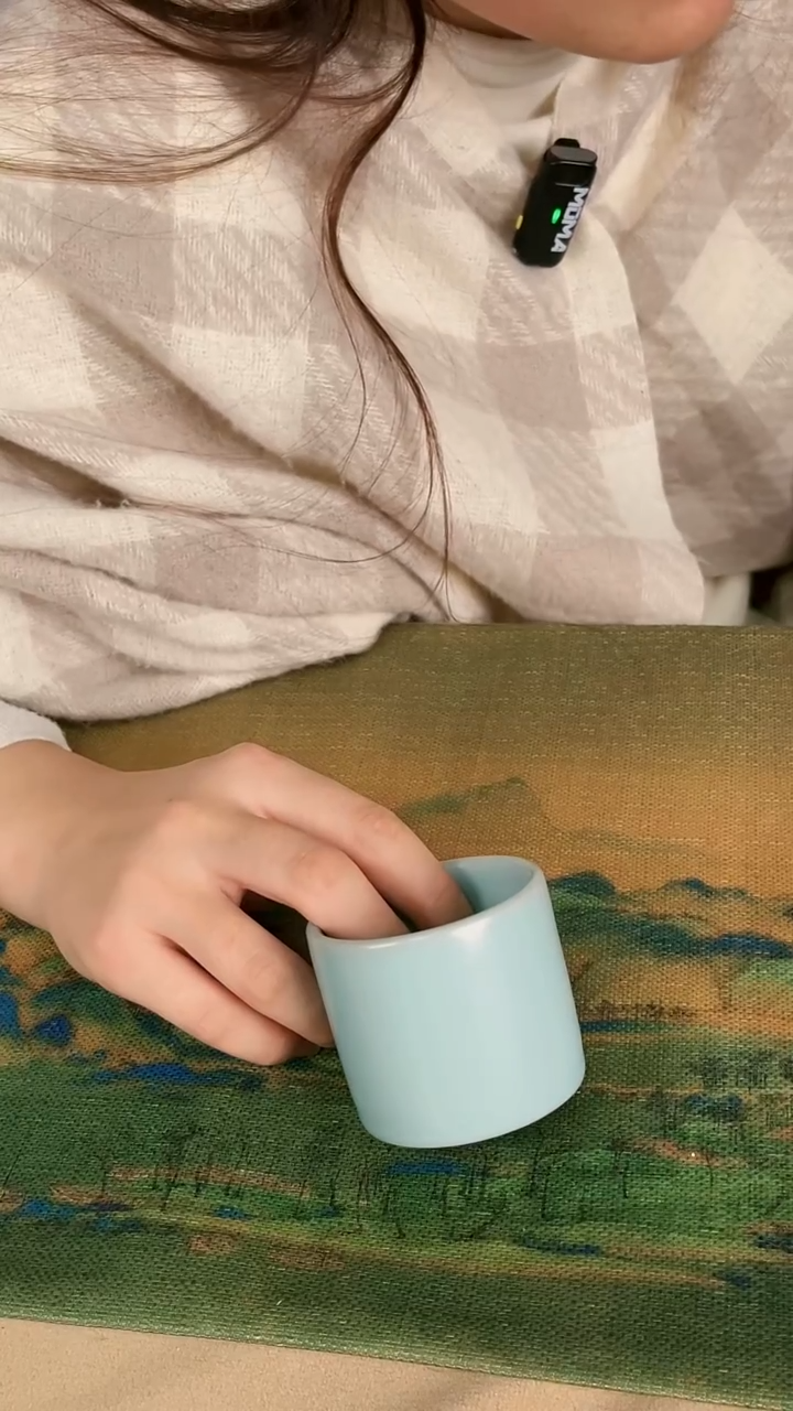 杯子瓷孙现锋 仿古天青 扳指杯