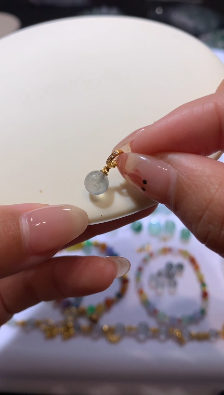 【闪购商品】定制翡翠18K金镶嵌珠子滴流1300+130